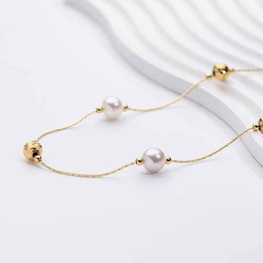 Minimal Pearl Slider Bracelet Gold | Amelia Bellrose Jewellery