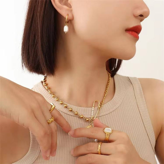 Pearl Drop Huggie Earrings Gold | Amelia Bellrose Jewellery
