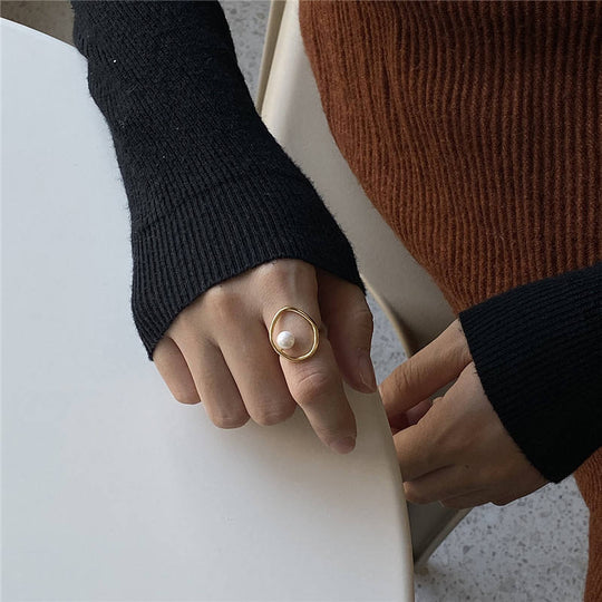 Pearl Circle Gold Ring | Amelia Bellrose Jewellery
