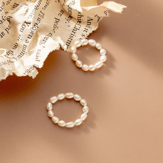 Freshwater Pearl Stretch Ring | Amelia Bellrose Jewellery