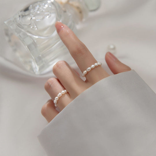 Freshwater Pearl Stretch Ring | Amelia Bellrose Jewellery