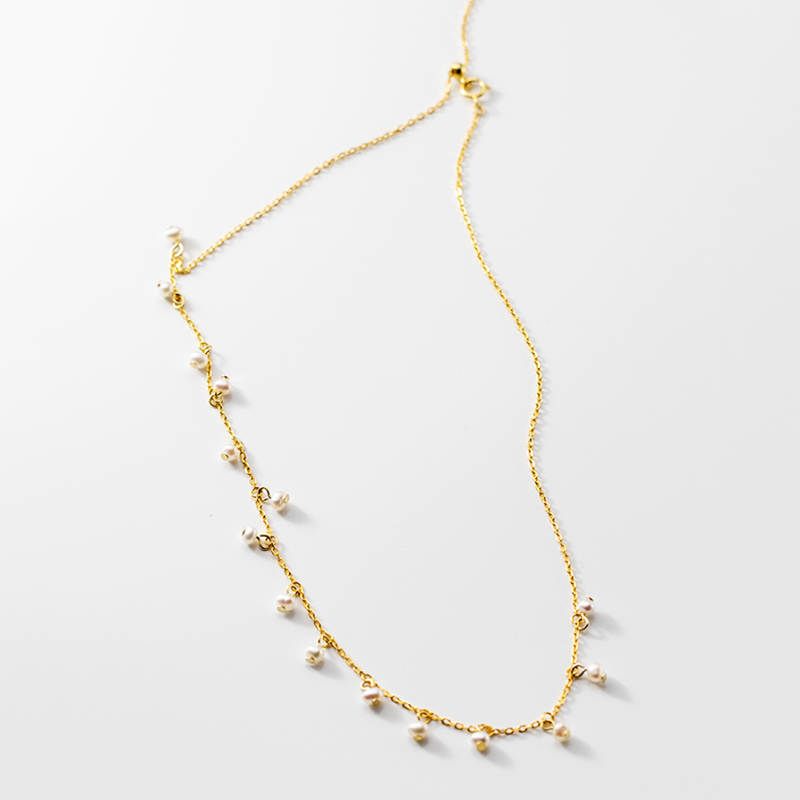 Dainty Pearl Drop Necklace Gold & Silver | Amelia Bellrose Jewellery