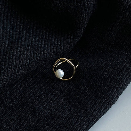 Pearl Circle Gold Ring | Amelia Bellrose Jewellery