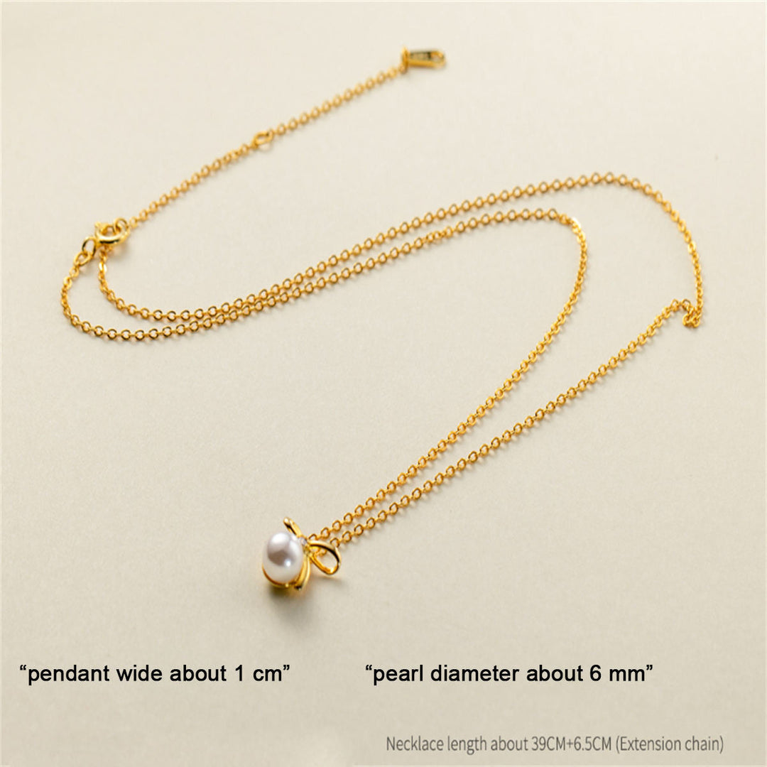 Pearl Bow Necklace Gold & Silver | Amelia Bellrose Jewellery