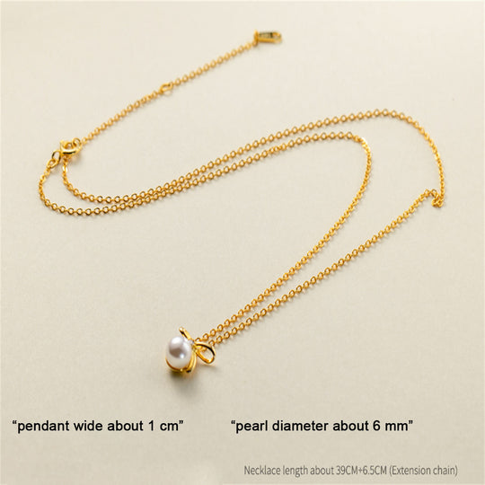 Pearl Bow Necklace Gold & Silver | Amelia Bellrose Jewellery