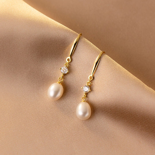 Pearl Crystal Drop Earrings Gold | Amelia Bellrose Jewellery