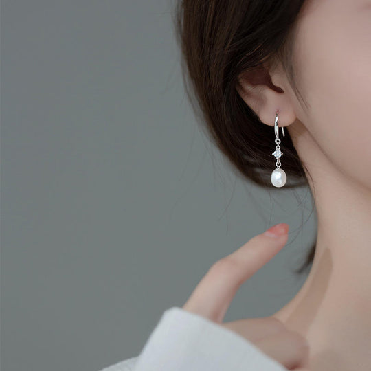 Pearl Crystal Drop Earrings Gold | Amelia Bellrose Jewellery