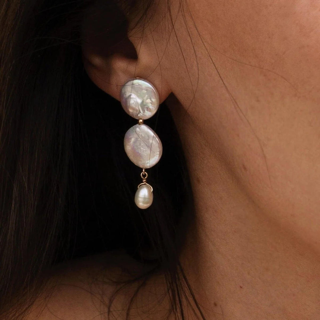 Baroque Pearl Drop Earrings Gold | Amelia Bellrose Jewellery