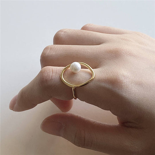 Pearl Circle Gold Ring | Amelia Bellrose Jewellery