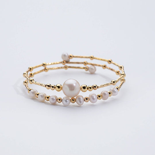 Layered Pearl Gold Bracelet Set | Amelia Bellrose Jewellery