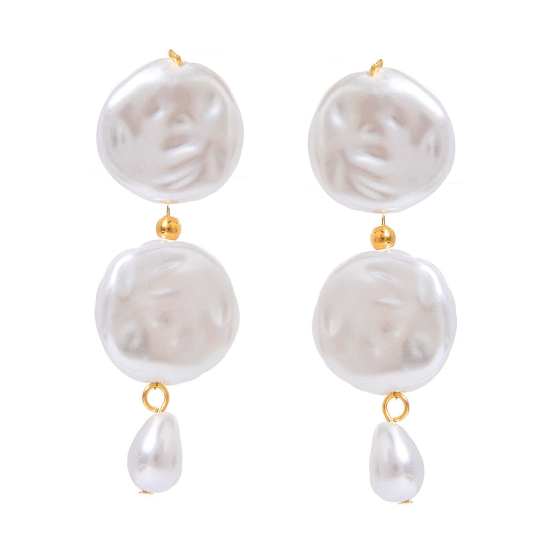 Baroque Pearl Drop Earrings Gold | Amelia Bellrose Jewellery