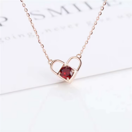 Open Heart Red Crystal Necklace Gold | Amelia Bellrose Jewellery
