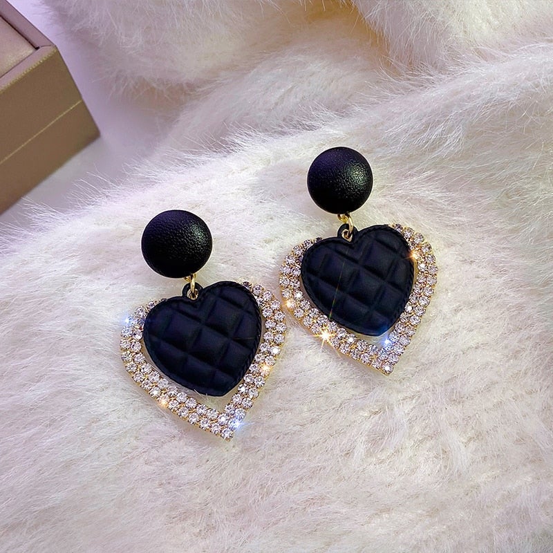 Quilted Heart Crystal Drop Earrings | Amelia Bellrose Jewellery