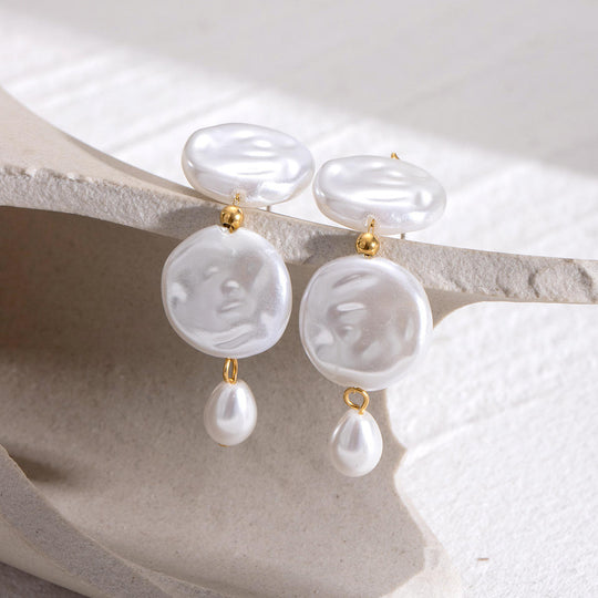 Baroque Pearl Drop Earrings Gold | Amelia Bellrose Jewellery