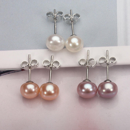 Classic Pearl Stud Earrings Silver | Amelia Bellrose Jewellery