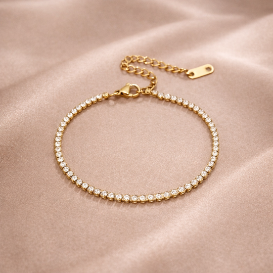 Crystal Tennis Gold Bracelet | Amelia Bellrose Jewellery