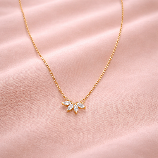 Marquise Crystal Leaf Pendant Necklace | Amelia Bellrose Jewellery