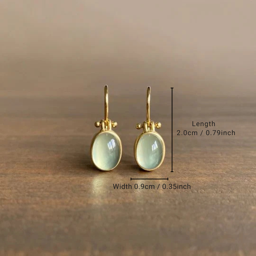 Green Stone Oval Drop Earrings | Amelia Bellrose Jewellery