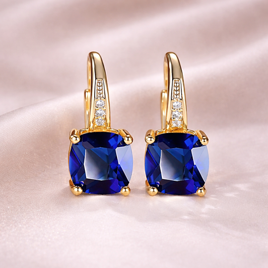 Sapphire Crystal Square Drop Earrings | Amelia Bellrose Jewellery
