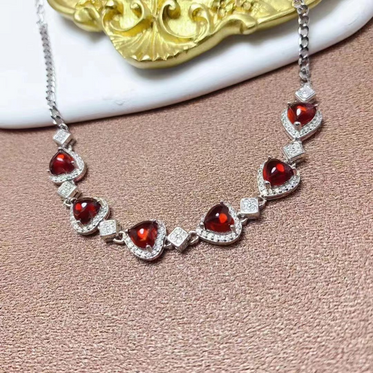 Heart Red Crystal Link Necklace Silver | Amelia Bellrose Jewellery