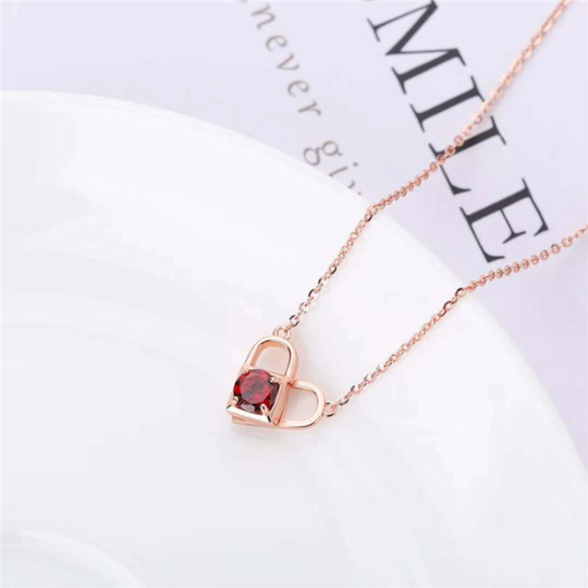 Open Heart Red Crystal Necklace Gold | Amelia Bellrose Jewellery