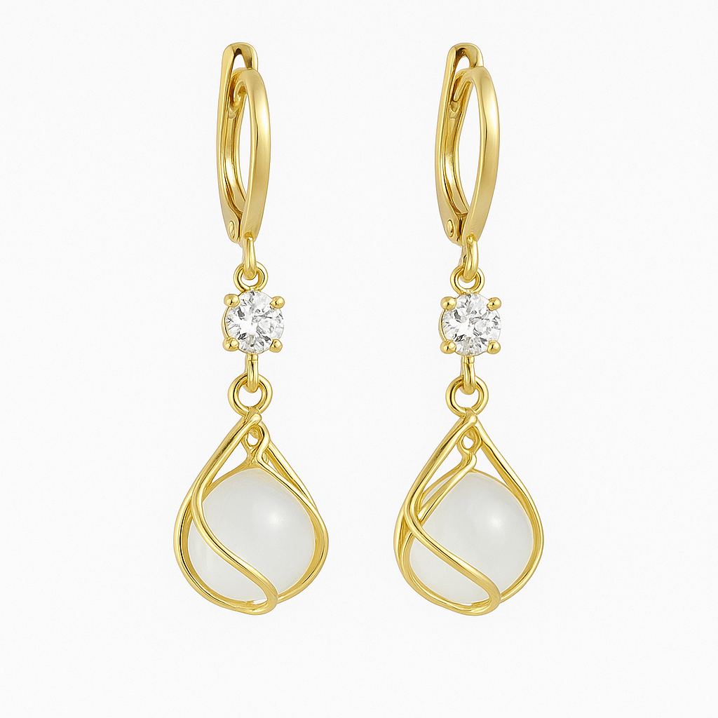 Crystal & Pearl Teardrop Drop Earrings | Amelia Bellrose Jewellery