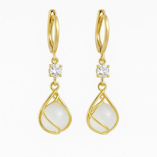 Crystal & Pearl Teardrop Drop Earrings | Amelia Bellrose Jewellery