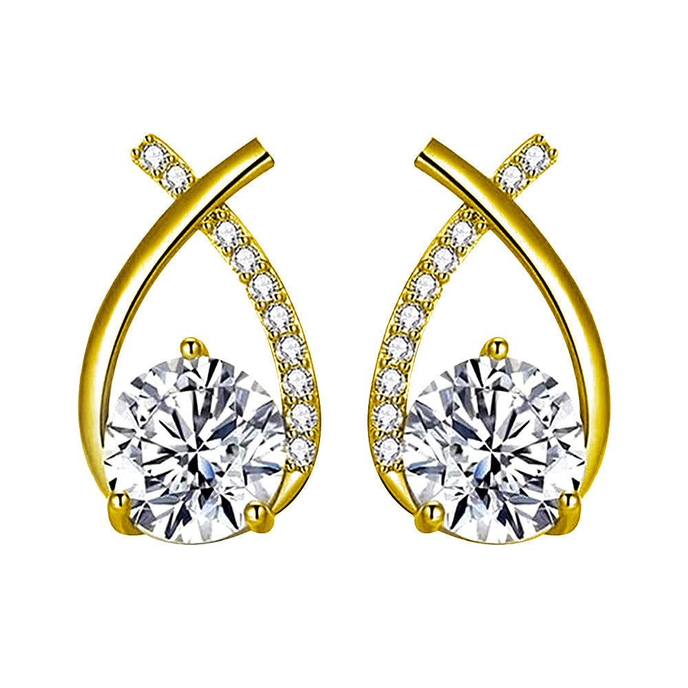 Teardrop Crystal Curve Stud Earrings | Amelia Bellrose Jewellery