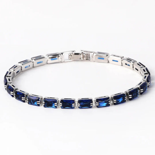 Blue Crystal Baguette Tennis Bracelet | Amelia Bellrose Jewellery