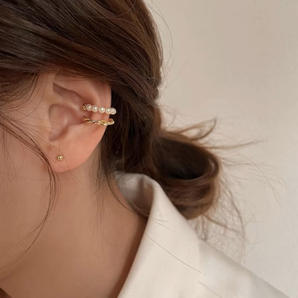 Twisted Gold Pearl Open Ring | Amelia Bellrose Jewellery