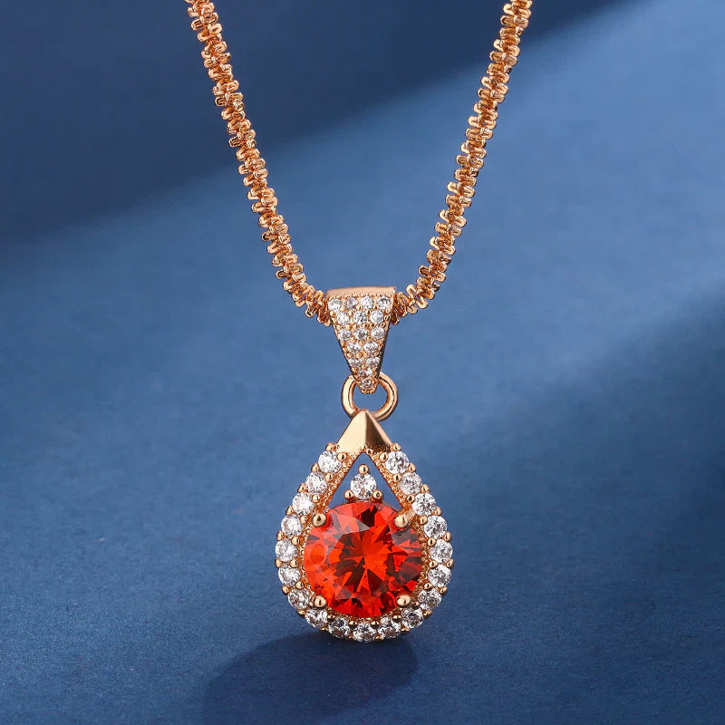 Red Crystal Halo Jewellery Set Gold | Amelia Bellrose Jewellery