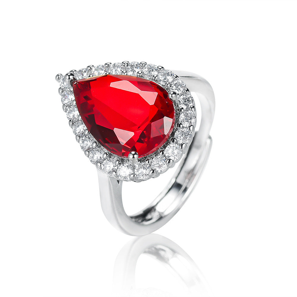 Red Crystal Teardrop Jewellery Set Silver | Amelia Bellrose Jewellery