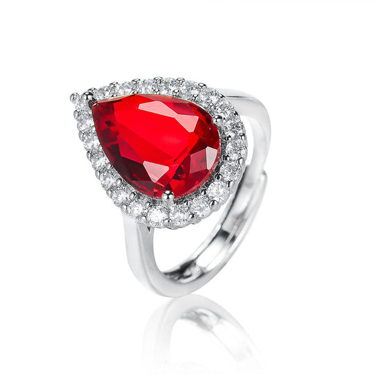 Red Crystal Teardrop Jewellery Set Silver | Amelia Bellrose Jewellery