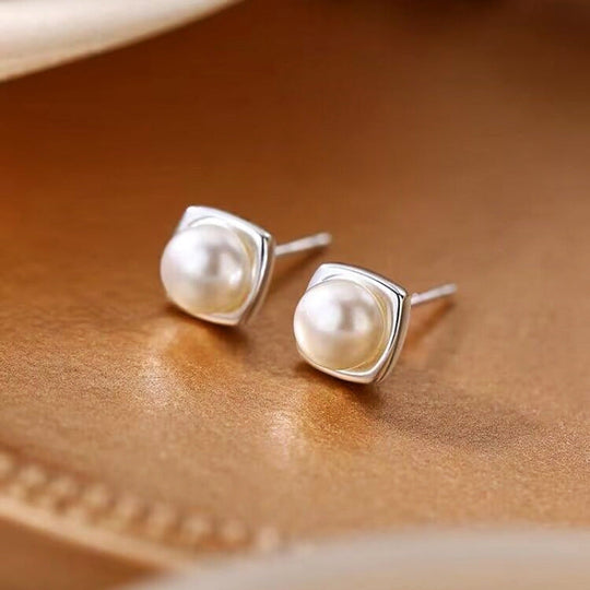 Pearl Square Stud Earrings | Amelia Bellrose Jewellery