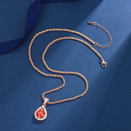 Red Crystal Halo Jewellery Set Gold | Amelia Bellrose Jewellery