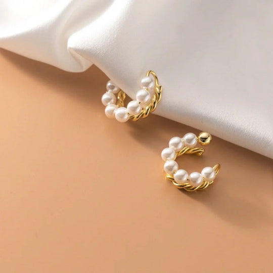 Twisted Gold Pearl Open Ring | Amelia Bellrose Jewellery