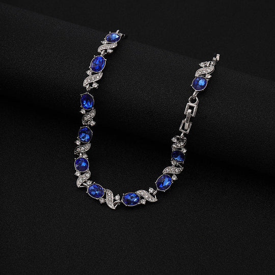 Blue Crystal Oval Vine Bracelet | Amelia Bellrose Jewellery