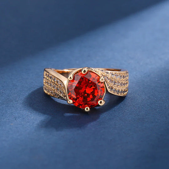 Red Crystal Halo Jewellery Set Gold | Amelia Bellrose Jewellery