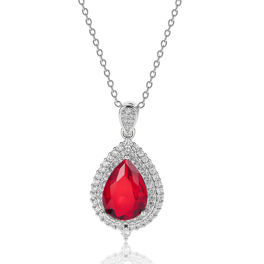 Red Crystal Teardrop Jewellery Set Silver | Amelia Bellrose Jewellery