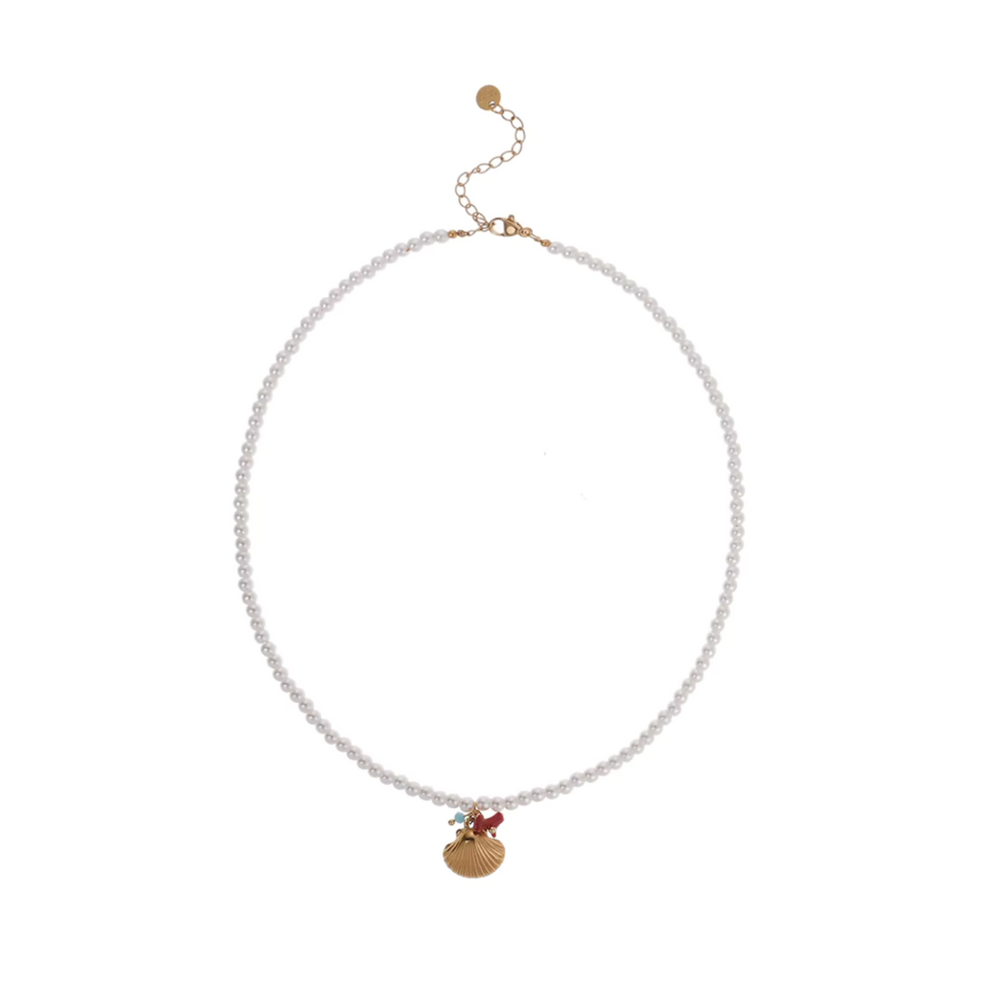 Pearl Shell Charm Necklace Gold | Amelia Bellrose Jewellery