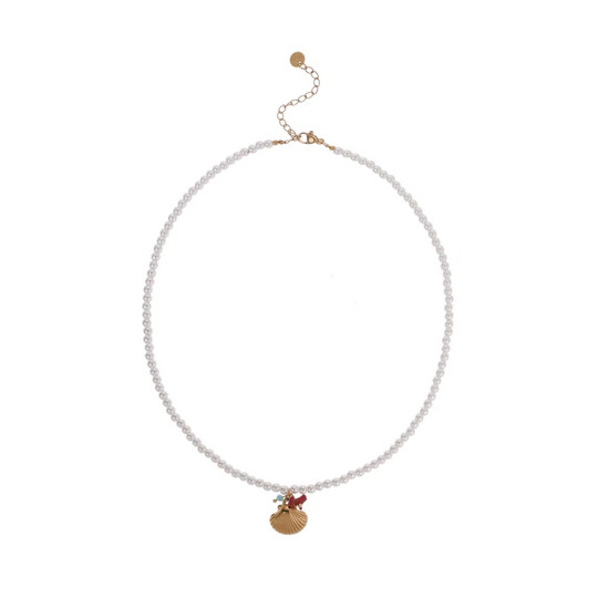 Pearl Shell Charm Necklace Gold | Amelia Bellrose Jewellery