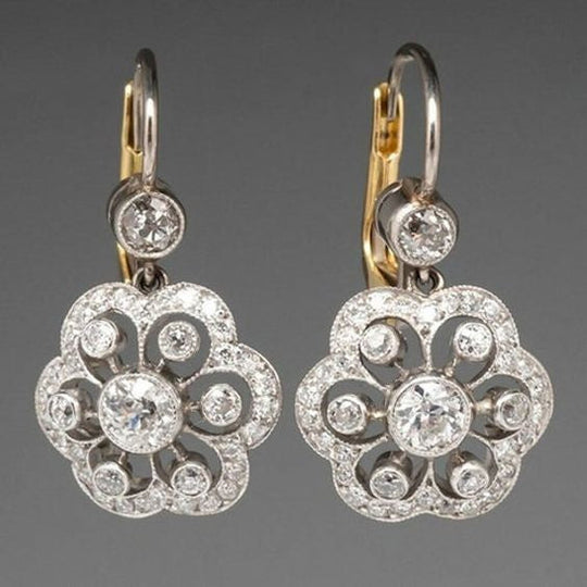Floral Crystal Drop Hoop Earrings | Amelia Bellrose Jewellery