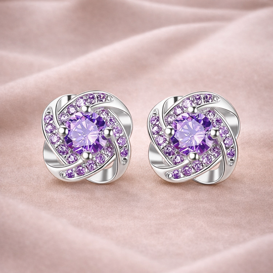 Amethyst Crystal Swirl Stud Earrings | Amelia Bellrose Jewellery