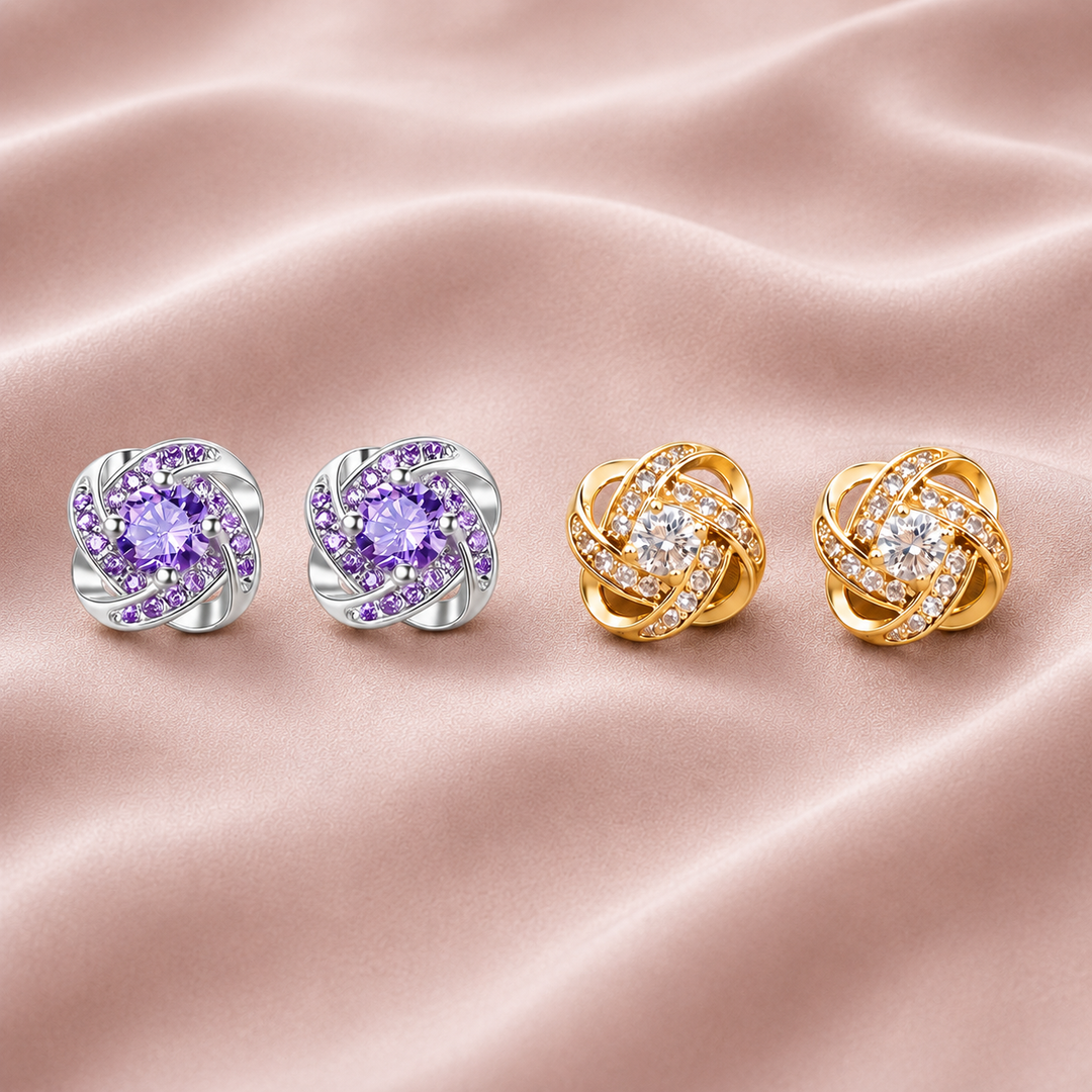 Amethyst Crystal Swirl Stud Earrings | Amelia Bellrose Jewellery