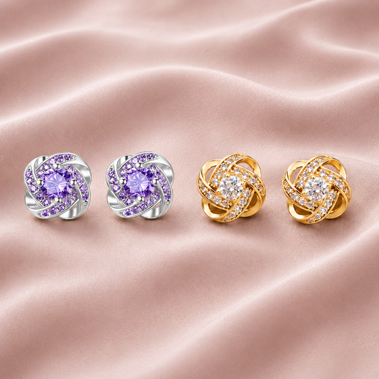 Amethyst Crystal Swirl Stud Earrings | Amelia Bellrose Jewellery