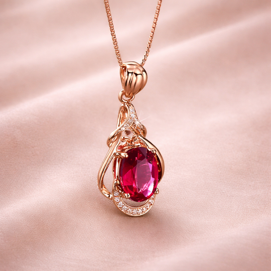 Red Crystal Teardrop Pendant Necklace | Amelia Bellrose Jewellery