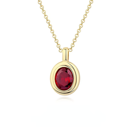 Red Crystal Pendant Necklace Gold | Amelia Bellrose Jewellery