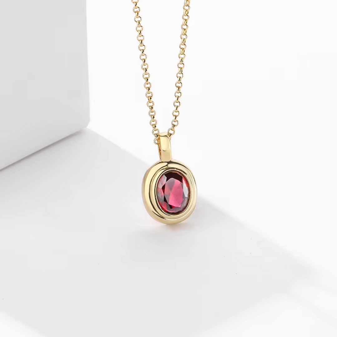 Red Crystal Pendant Necklace Gold | Amelia Bellrose Jewellery