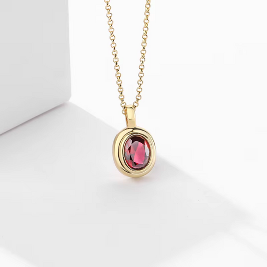 Red Crystal Pendant Necklace Gold | Amelia Bellrose Jewellery