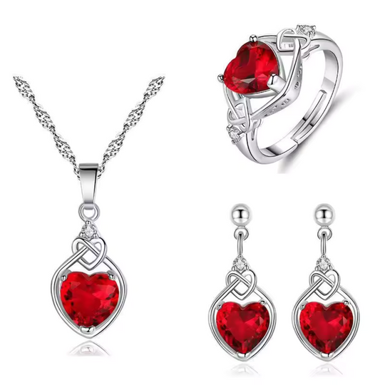 Heart Crystal Knot Set Silver | Amelia Bellrose Jewellery